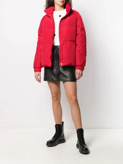 Shop Ganni Oversized Puffer Jacket In Red