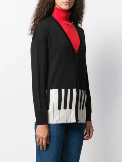 Shop Boutique Moschino Piano Pattern Cardigan In Black