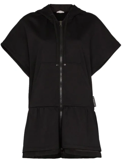 Shop Moncler Long Hooded Zipped Hoodie In Black