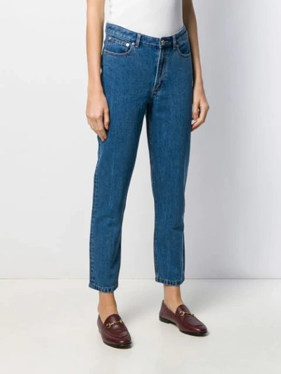Shop Apc Paper 80's High Cropped Jeans In Blue