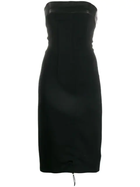 black fitted midi dress