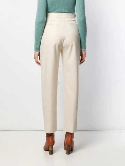 Shop Fendi High-waisted Cropped Trousers In Neutrals
