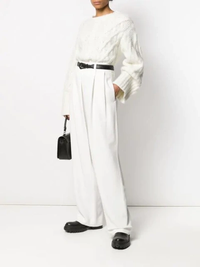 Shop Brunello Cucinelli High Waisted Loose-fit Trousers In White