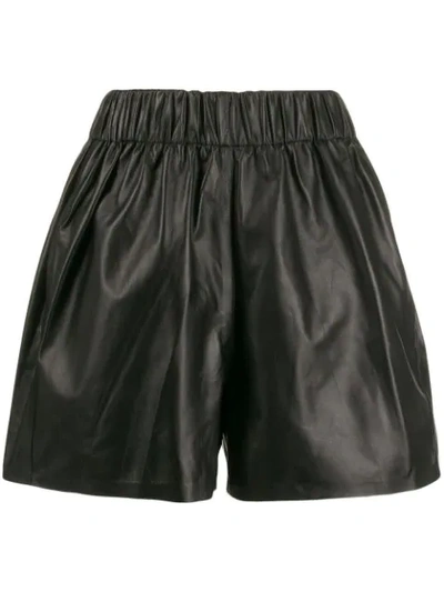 Shop Manokhi Elasticated Leather Shorts In Black
