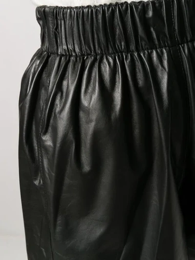 Shop Manokhi Elasticated Leather Shorts In Black
