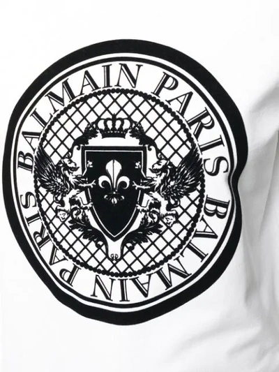 Shop Balmain Medallion Logo Sweatshirt In White