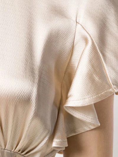 Shop Semicouture Ruffled-sleeve Midi Dress In Neutrals