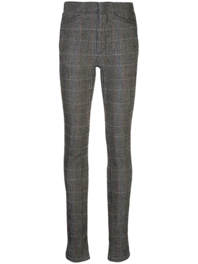 Shop Chloé Zipped Cuff Checked Trousers In Grey