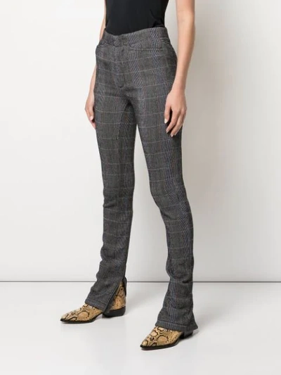 Shop Chloé Zipped Cuff Checked Trousers In Grey