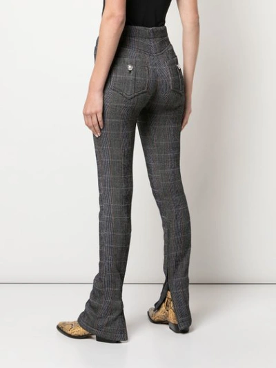 Shop Chloé Zipped Cuff Checked Trousers In Grey