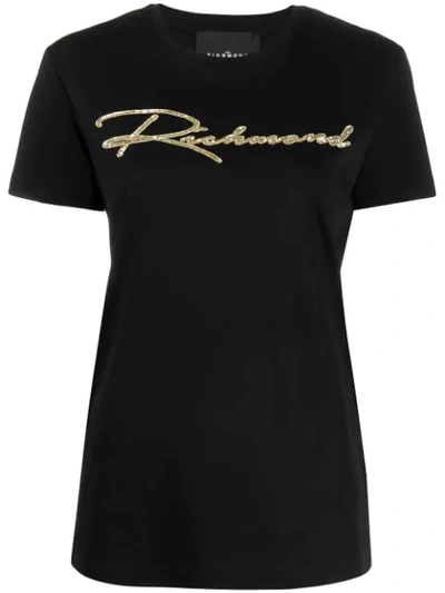 Shop John Richmond Sequin Logo T-shirt In Black
