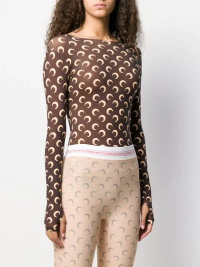 Shop Marine Serre Moon Print Body In All Over Moon Brown