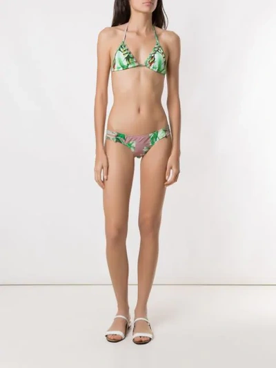 Amir Slama Printed Triangle Bikini Set In Green