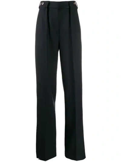 Shop Cedric Charlier High-rise Pleated Trousers In Blue