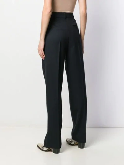 Shop Cedric Charlier High-rise Pleated Trousers In Blue