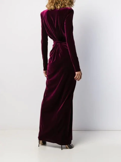 PLUNGE NECK BELTED GOWN