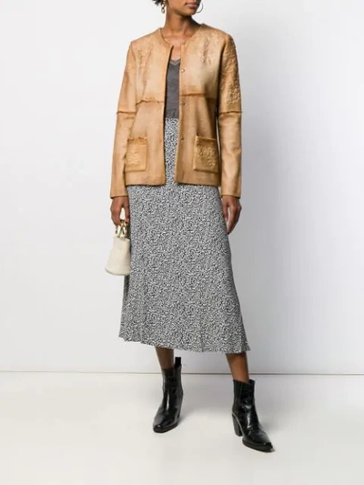 Shop Avant Toi Textured Buttoned Short Jacket In Brown