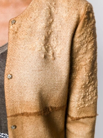 Shop Avant Toi Textured Buttoned Short Jacket In Brown