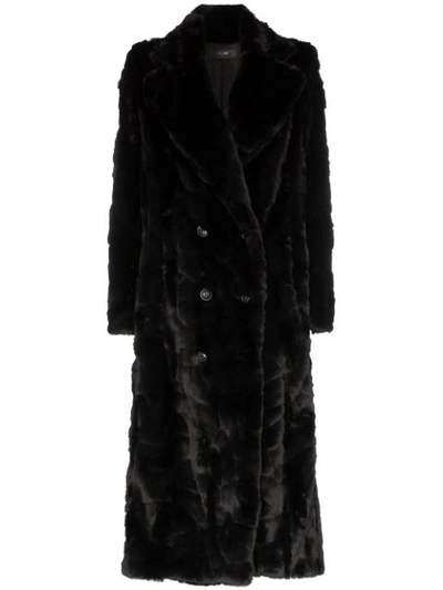 Shop Amiri Faux Fur Double-breasted Coat In Black