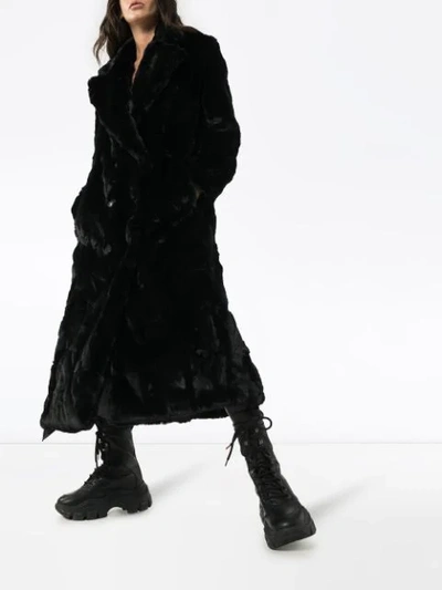 Shop Amiri Faux Fur Double-breasted Coat In Black