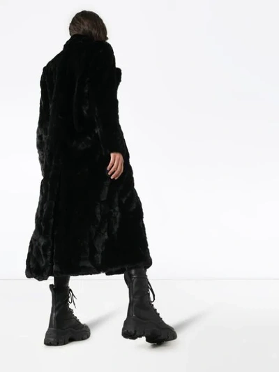 Shop Amiri Faux Fur Double-breasted Coat In Black