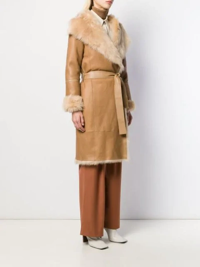 Shop Joseph Belted Shawl Collar Coat In Brown