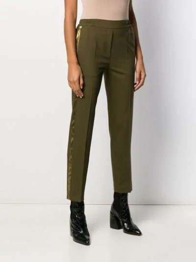 Shop Etro Side Band Slim-fit Trousers In Green