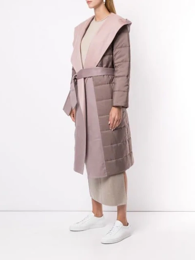 Shop Agnona Cashmere-panelled Puffer Coat In Purple