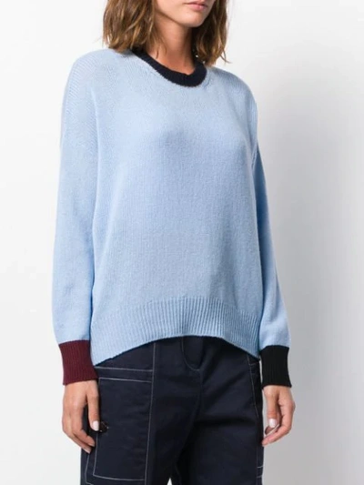 Shop Marni Contrast Trims Jumper In Blue