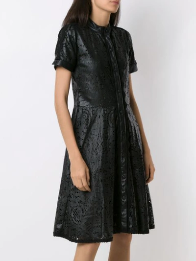 Shop Andrea Bogosian Cut Out Pattern Leather Dress In Black