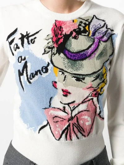 Shop Dolce & Gabbana Fatto A Mano Print Sweater In White
