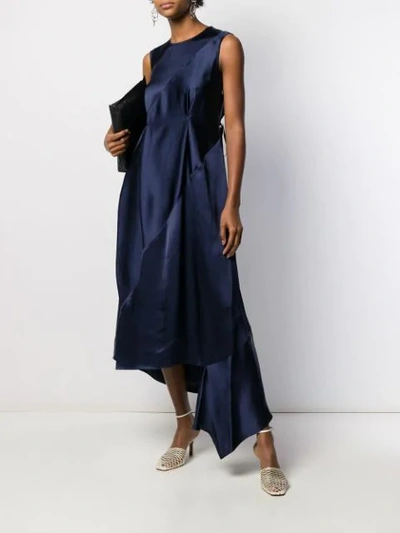 Shop Loewe Asymmetric Panelled Dress In Blue