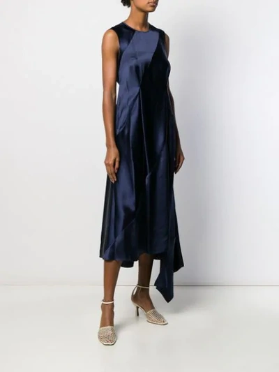 Shop Loewe Asymmetric Panelled Dress In Blue