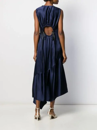 Shop Loewe Asymmetric Panelled Dress In Blue