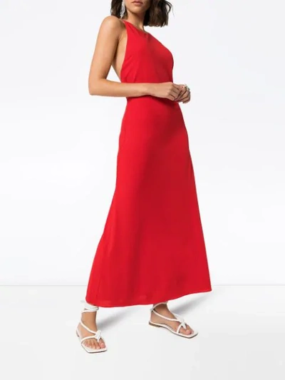 Shop Rosetta Getty Crossover Strap Maxi Dress In Red