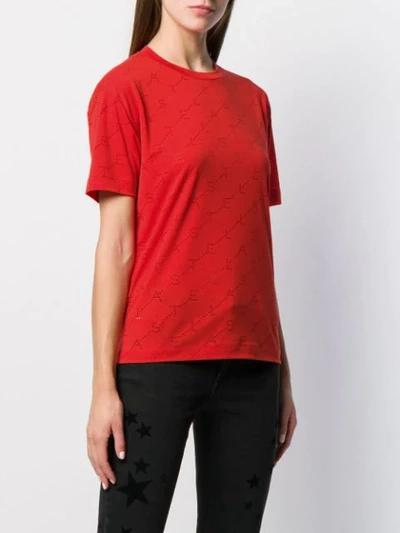 Shop Stella Mccartney Perforated Monogram T-shirt In Red