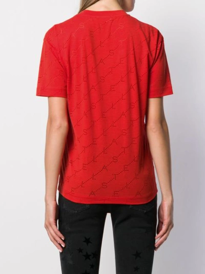 Shop Stella Mccartney Perforated Monogram T-shirt In Red