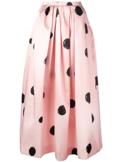 Shop Christopher Kane Full Shape Polka Dot Print Skirt In Black & Pink