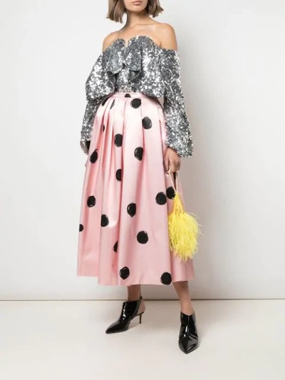 Shop Christopher Kane Full Shape Polka Dot Print Skirt In Black & Pink