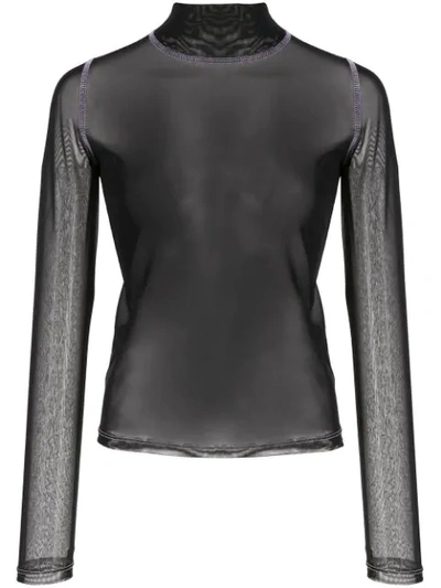Shop Sandy Liang Skin-tight Transparent Top In Black