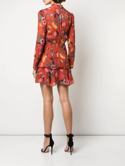 Shop Alexis Morgana Floral-print Mini Dress In Red ,multicolour