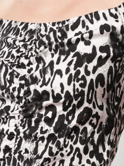 Shop Milly Ruched Leopard Print Dress In White/black