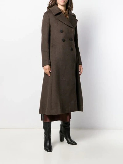 Shop Jovonna Long Double Breasted Coat In Brown