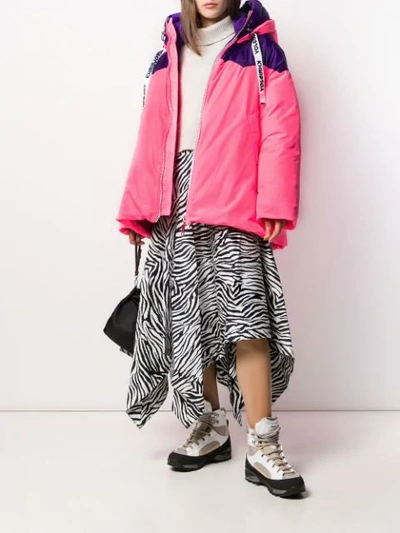 Shop Khrisjoy Colour Block Oversized Puffer Jacket In Pink