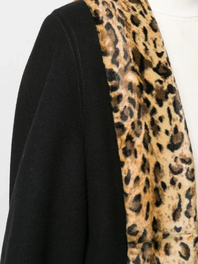 Shop Gucci Leopard Panels Coat In Black