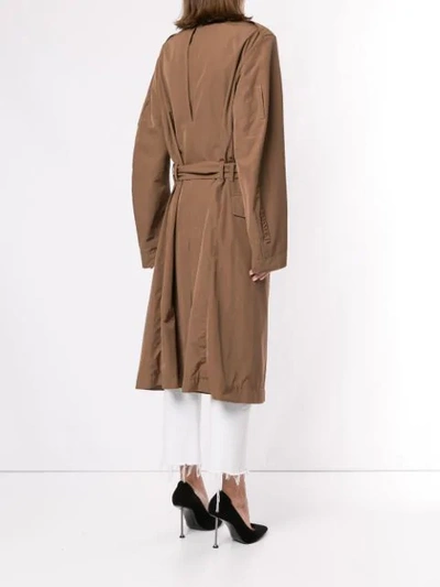 Pre-owned Saint Laurent Double-breasted Trench Coat In Brown
