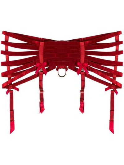 Shop Bordelle Webbed Suspenders In Red