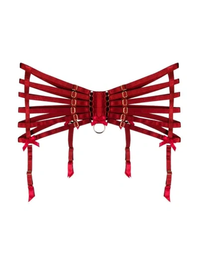 Shop Bordelle Webbed Suspenders In Red