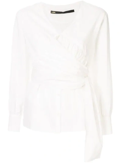 Shop Muller Of Yoshiokubo Ruched Design Blouse In White