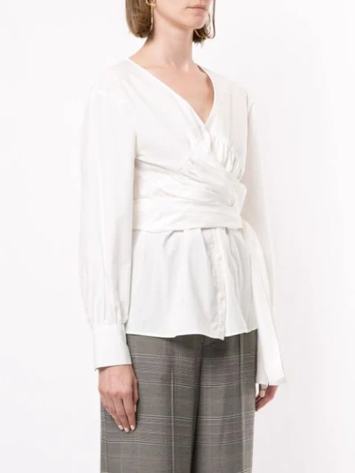 Shop Muller Of Yoshiokubo Ruched Design Blouse In White